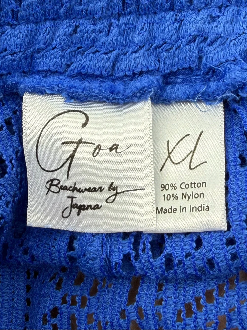 GOA by Japna Crocheted Swim Coverup Blue Shirt & Shorts Matching Set, Women's XL